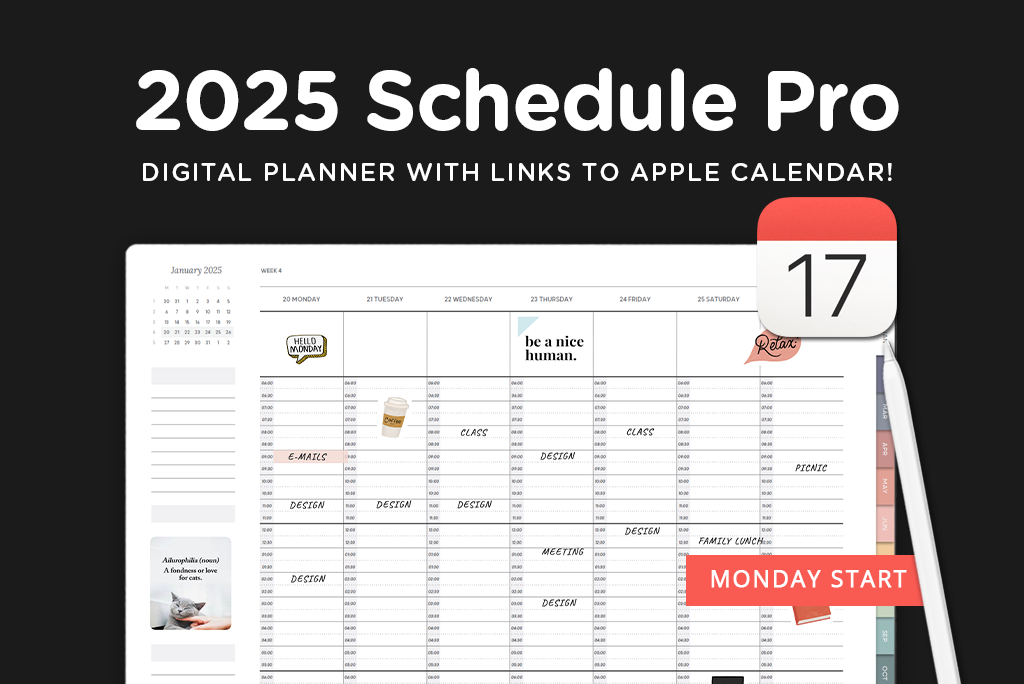 2025 Zeitplan Pro Digital Planner (Montag)