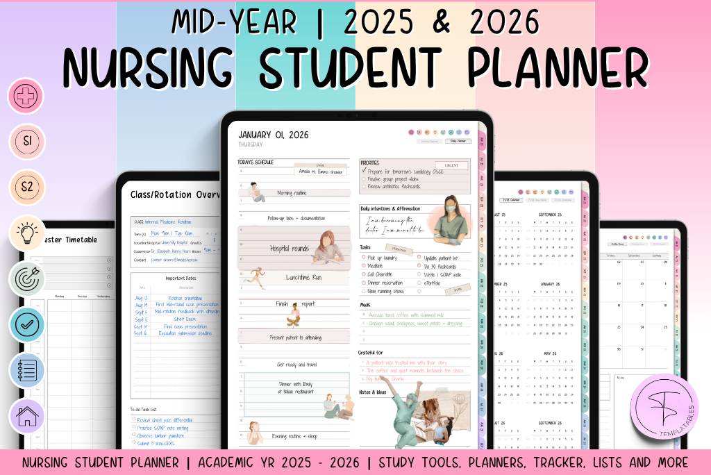 Nursing Student Planner - 2025/26 (Colorful)
