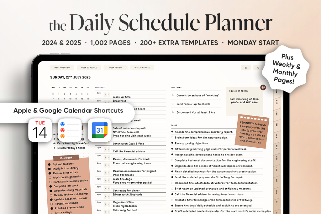 The Daily Schedule Planner in Neutral (Mon. Start)