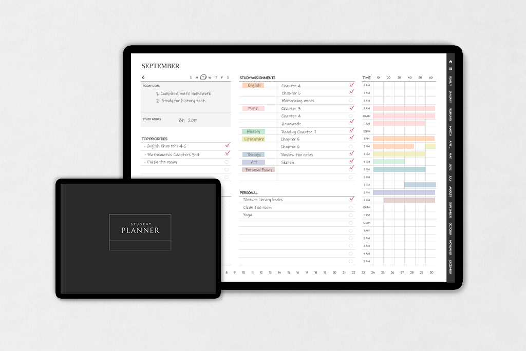 Agenda de Estudo Tudo-em-um com 13 Capas (domingo no início)