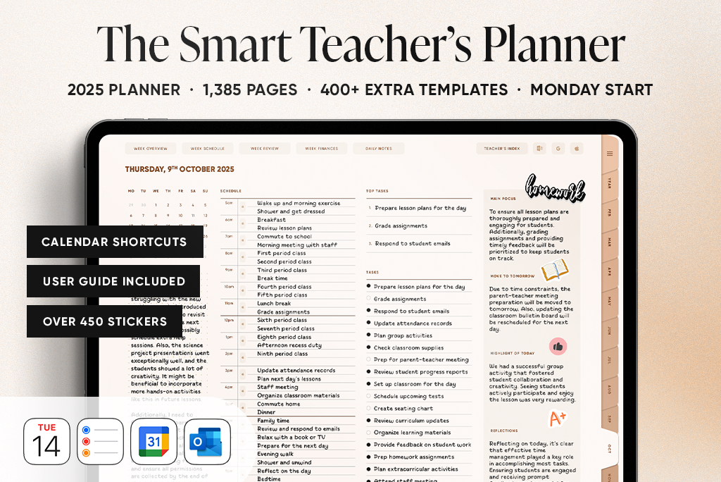 The Smart Teacher's Planner in Neutral (Mon. Start, Landscape)