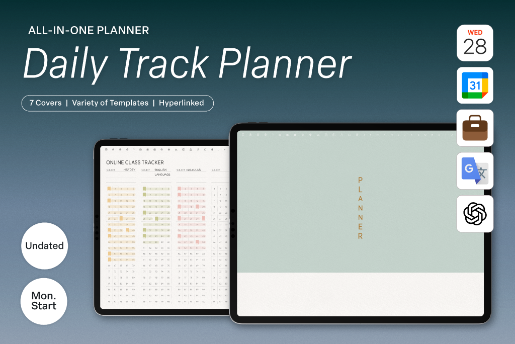 Smart Daily Tracker Planner (Mon.Start)
