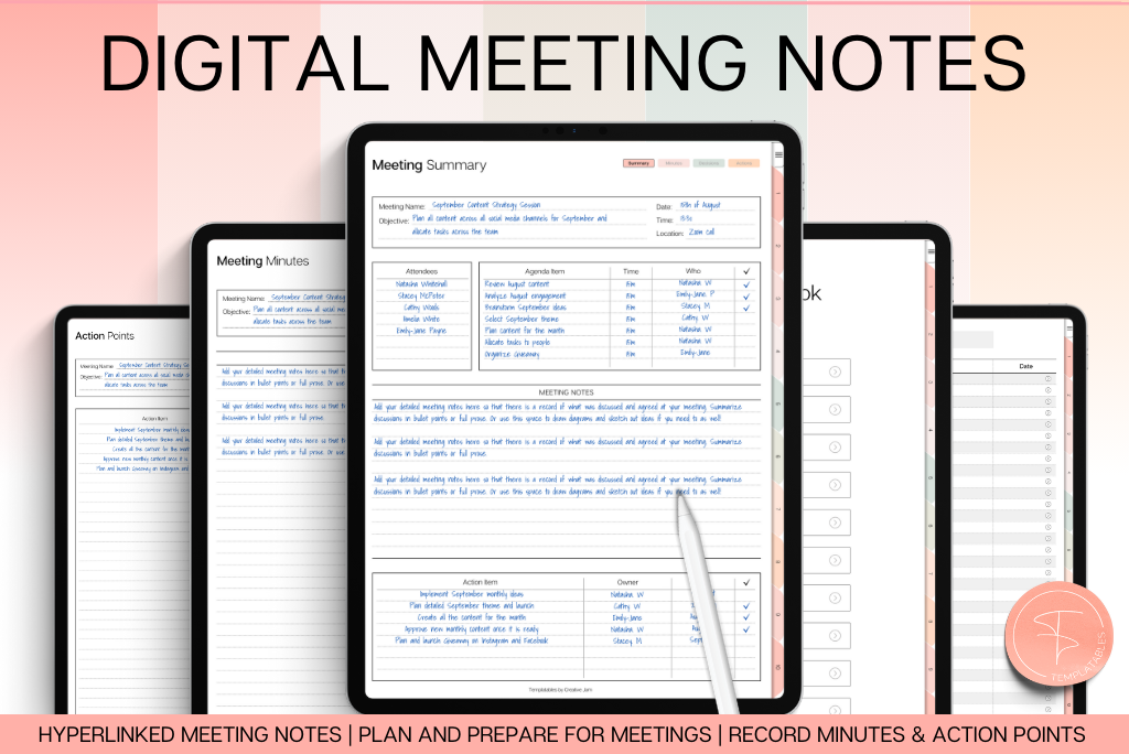 Digital Meeting Notes Template