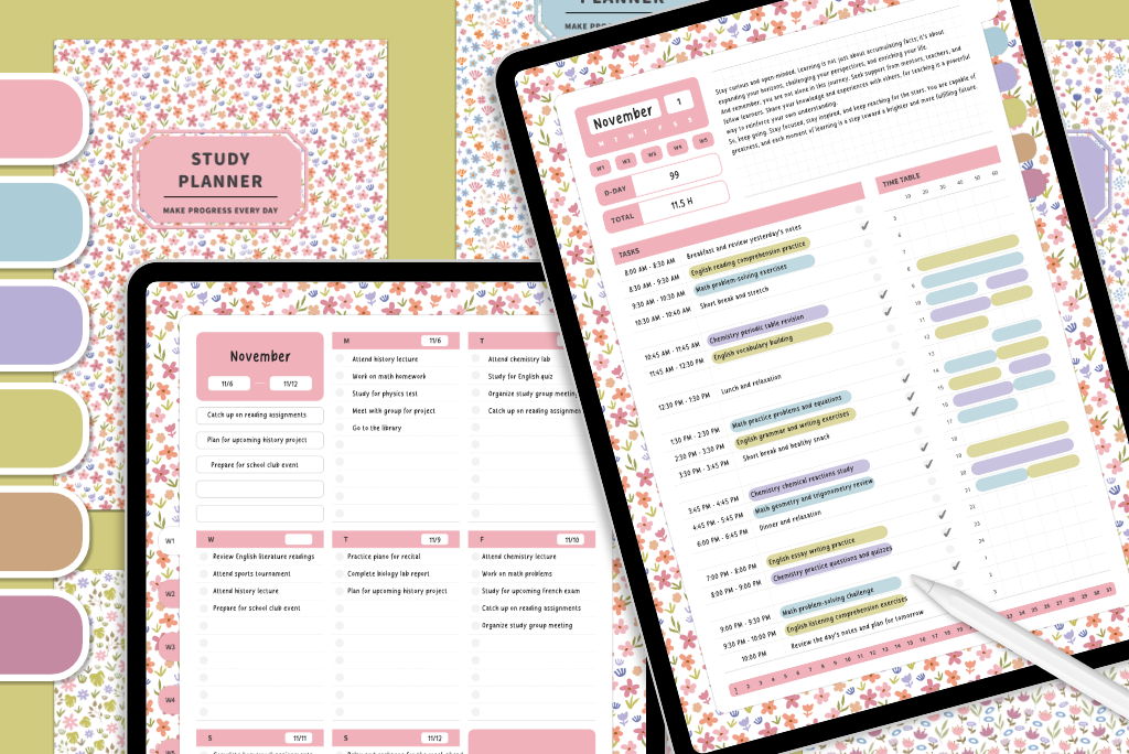 Eenvoudige studieplanner voor 6 maanden (Wilde bloemen)