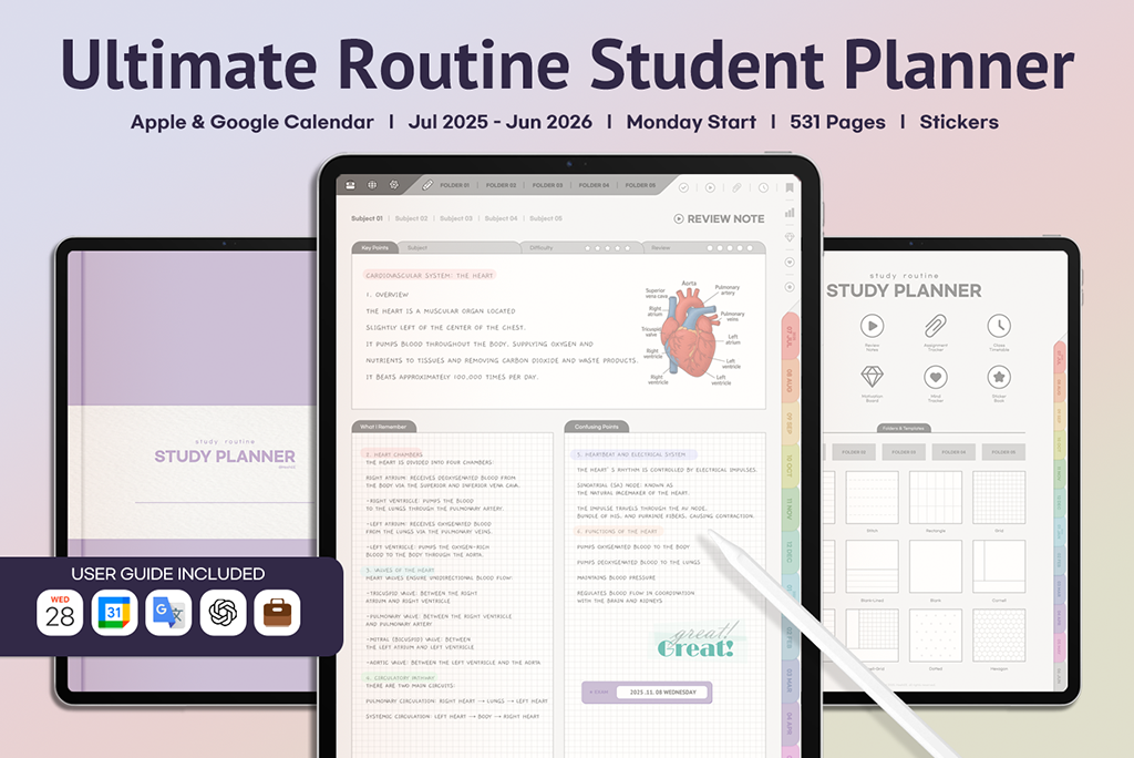 2025-2026 Ultimate Routine Student Planner (Rainbow, ChatGPT Integration)