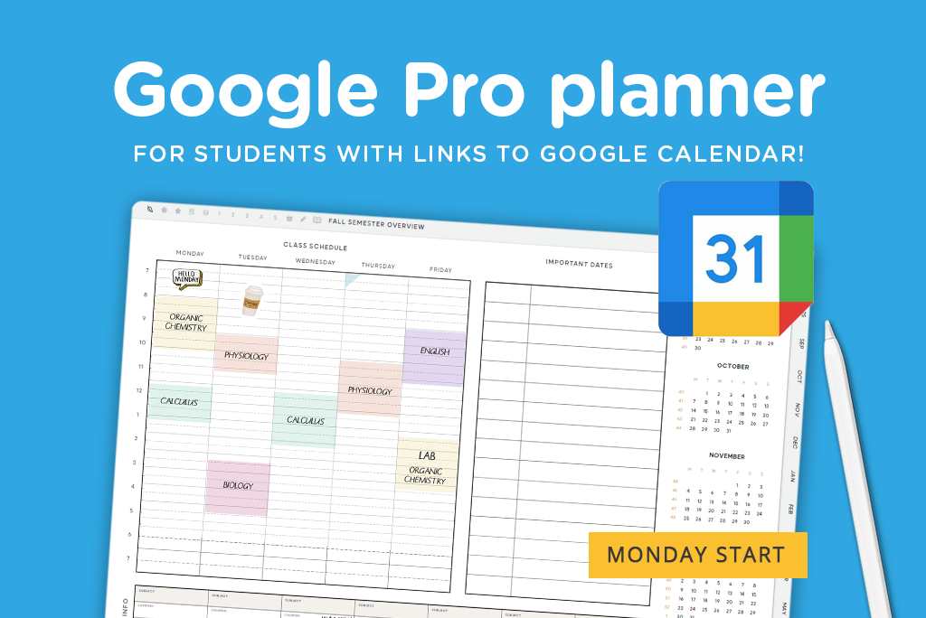 2024-2025 Student Google Pro Planner (Monday Start)