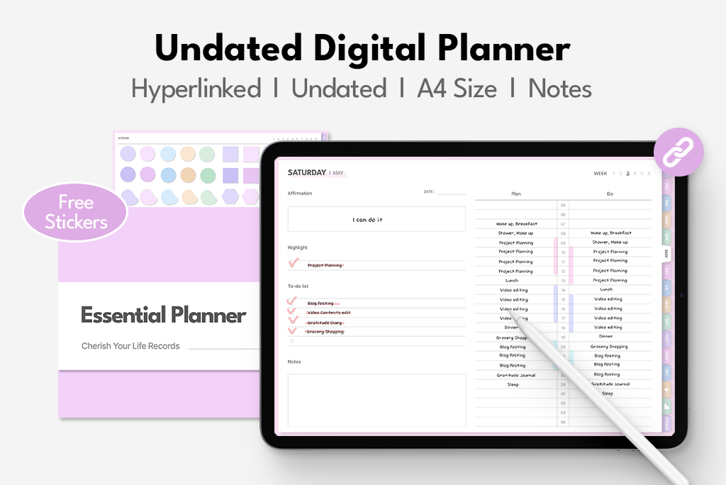 Daily Essential Planner (สีชมพู, เริ่มวันอาทิตย์)