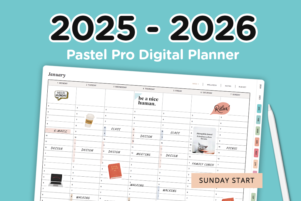 Planificateur Pro Pastel 2025-2026 (Dimanche)