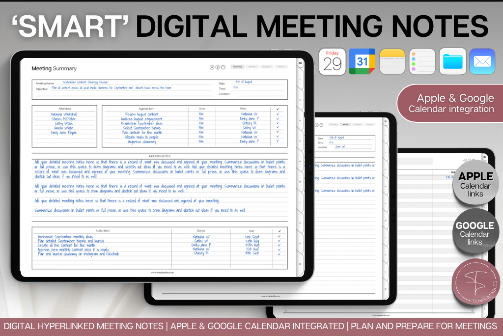 Smart Digital Meeting Notebook (Landscape, Minimalist)