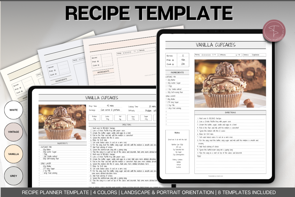Recipe Sheet Template