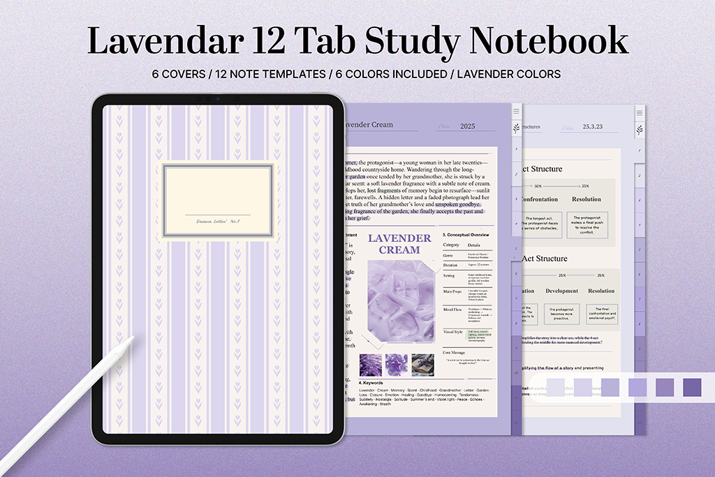 Lavendar 12-Tab Notebook