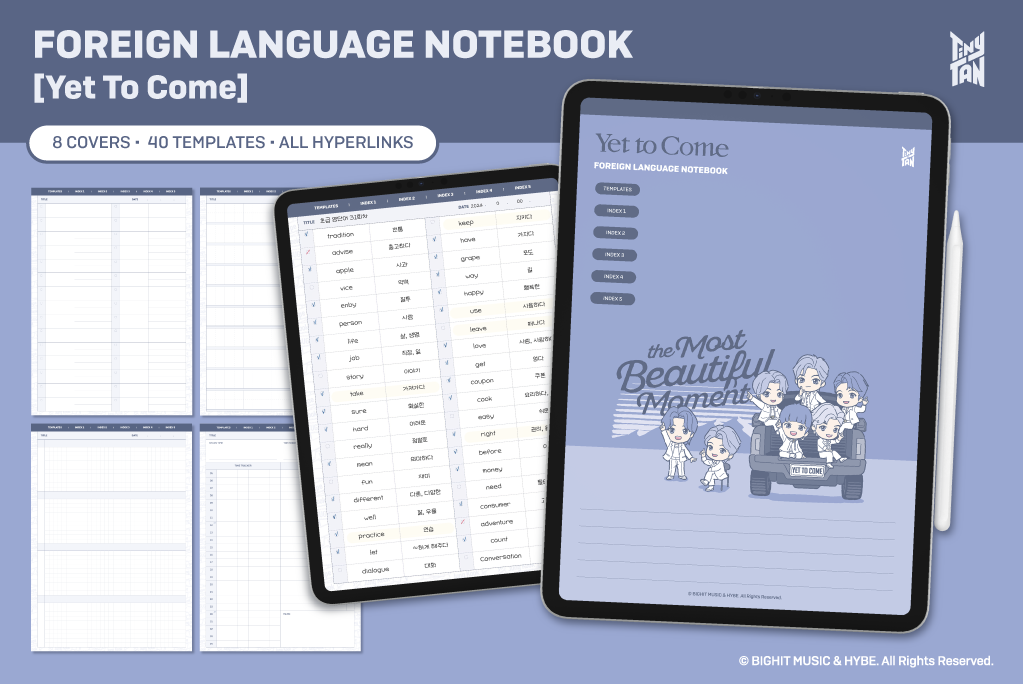 TinyTAN [Yet to Come] Vocabulary Notebook