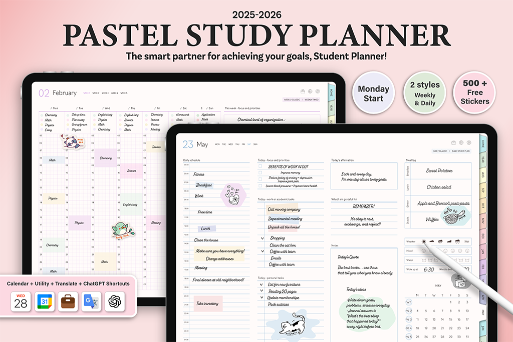 2025-2026 Pastel Study Planner 