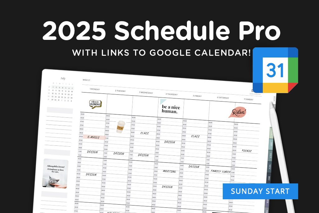 Calendrier 2025 Pro Google (dimanche)