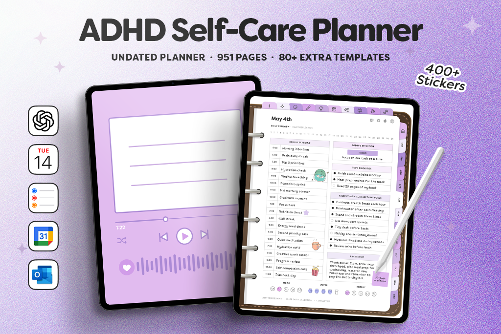 ADHD Self-Care Planner (Portrait, Acai)