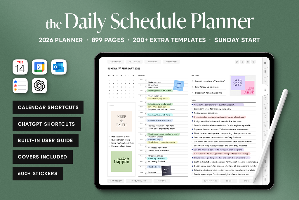 Il Planner di Programmazione Quotidiana 2026 (Inizio Dom., Chiaro)