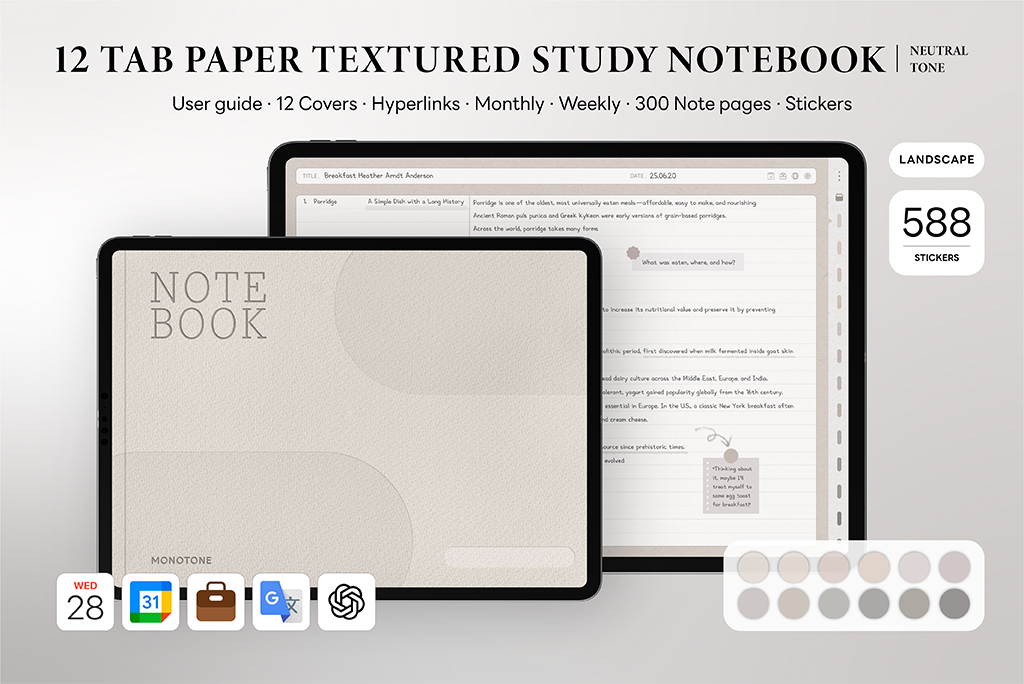12 Tab Paper Texture Study Notebook (ChatGPT Integration) 12 Tab Paper Texture Study Notebook (ChatGPT Integration)