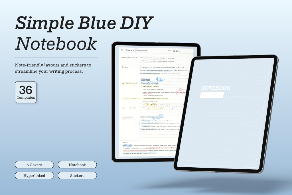 Simple Blue DIY Notebook