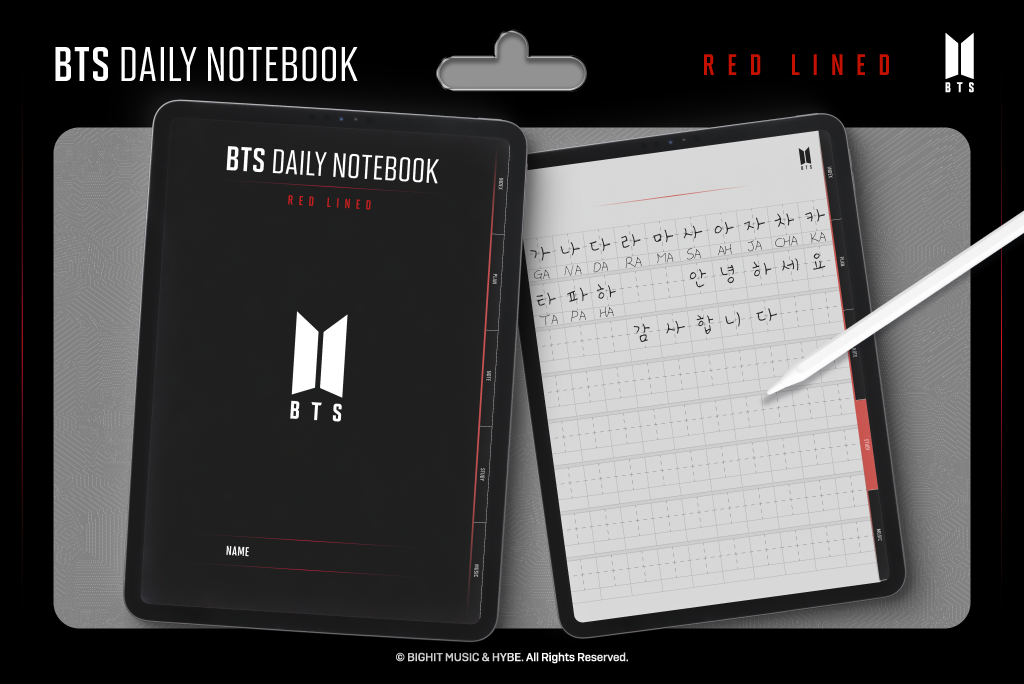 Blocco note BTS con Linea Rossa