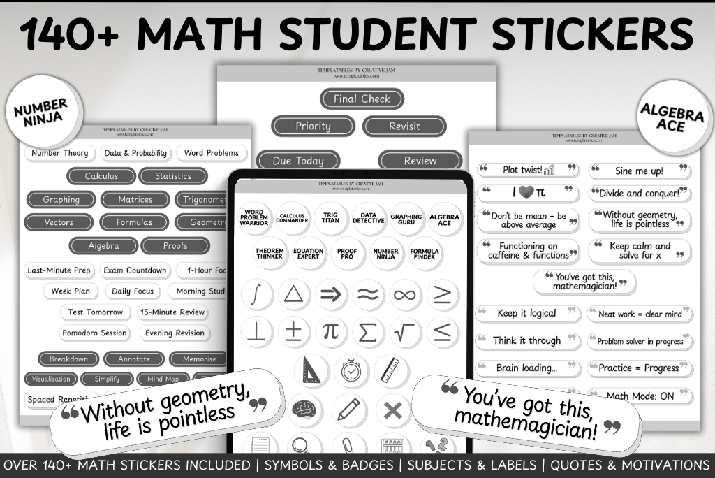 Maths Student Digital Stickers