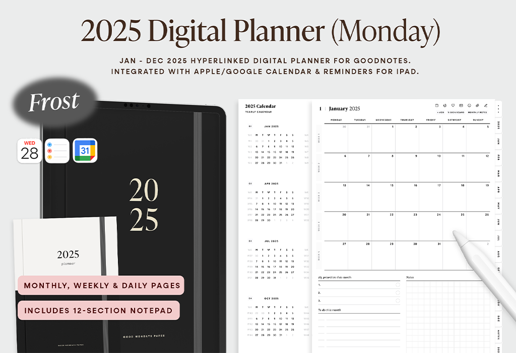 2025 Planner in Frost (Maandag Start)