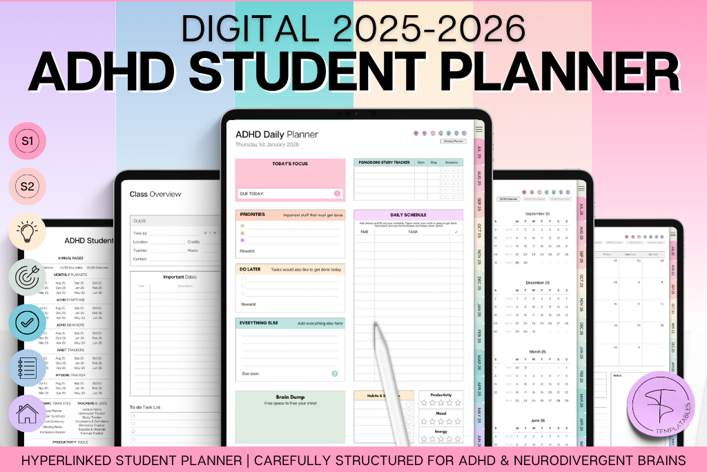 2025-2026 ADHD Planner for Students