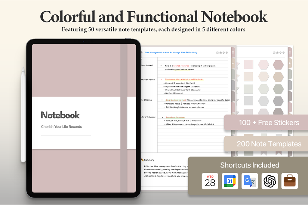Colorful & Functional Notebook (Portrait, ChatGPT Integration)