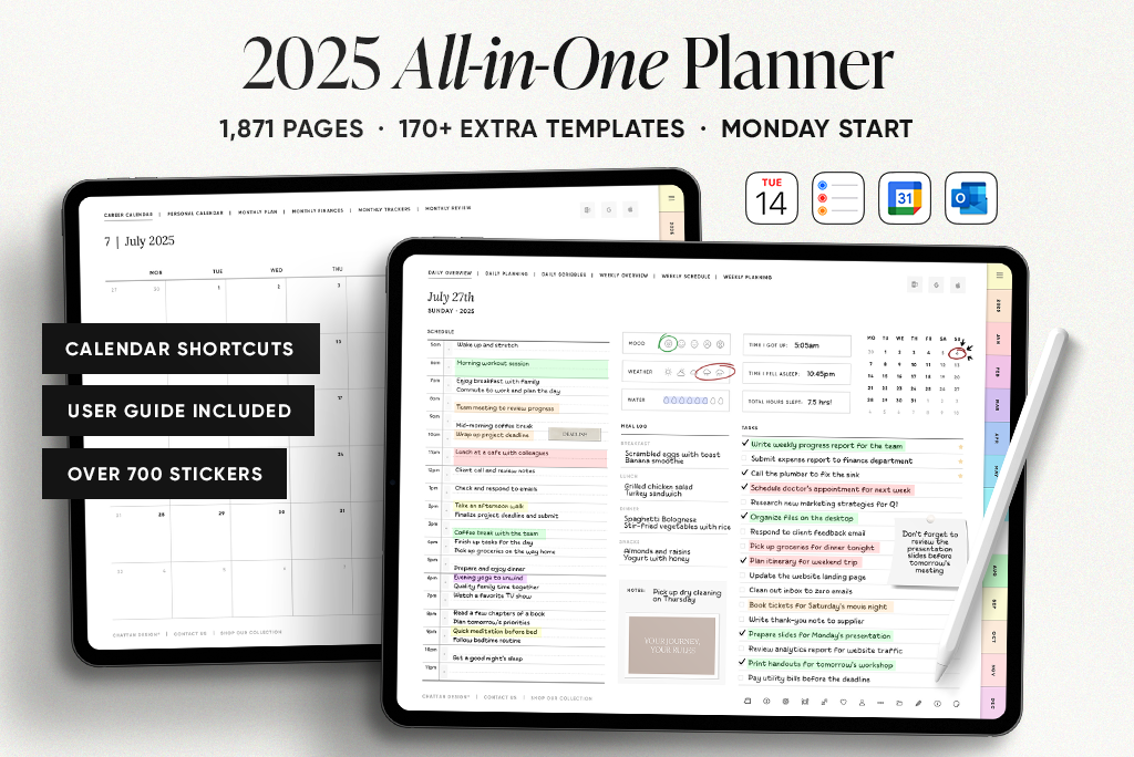 2025 All-in-One Planner (Mon. Start, Pastel)