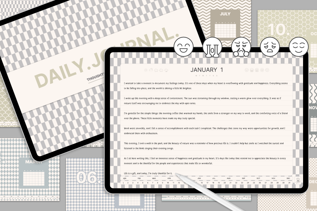 Daily Journal of Thoughts and Moments (Geometric Pattern Theme)