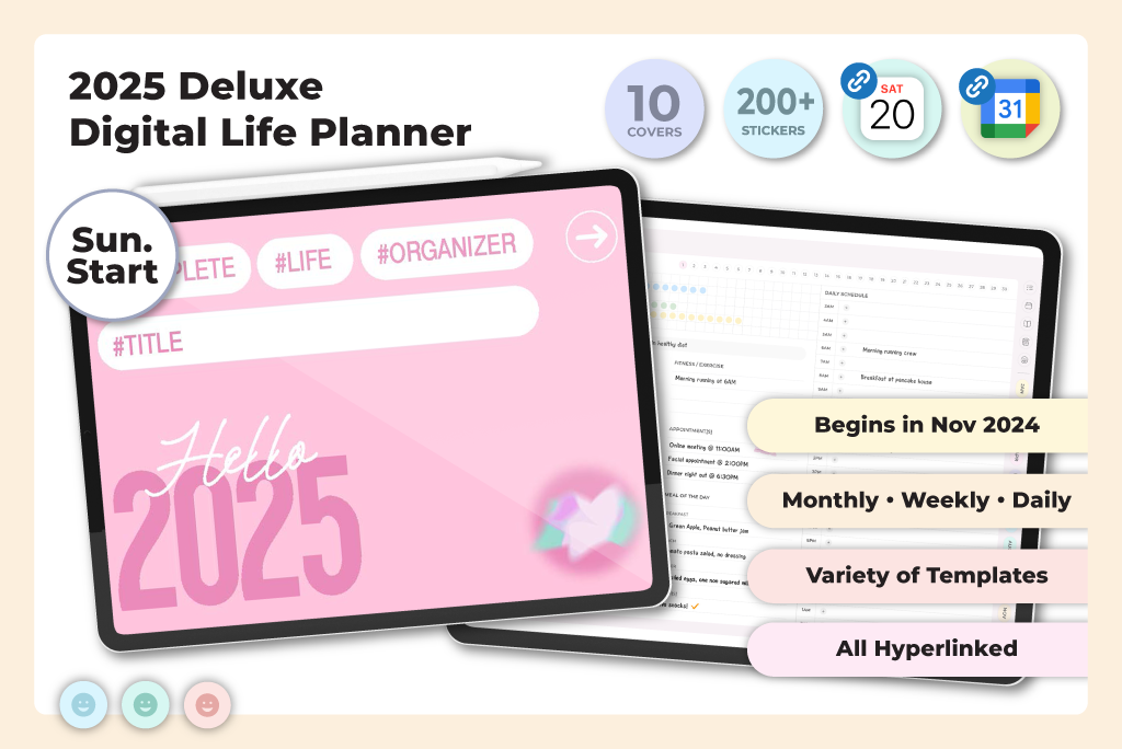 ปี 2025 Deluxe Digital Life Planner (เริ่มวันอาทิตย์)