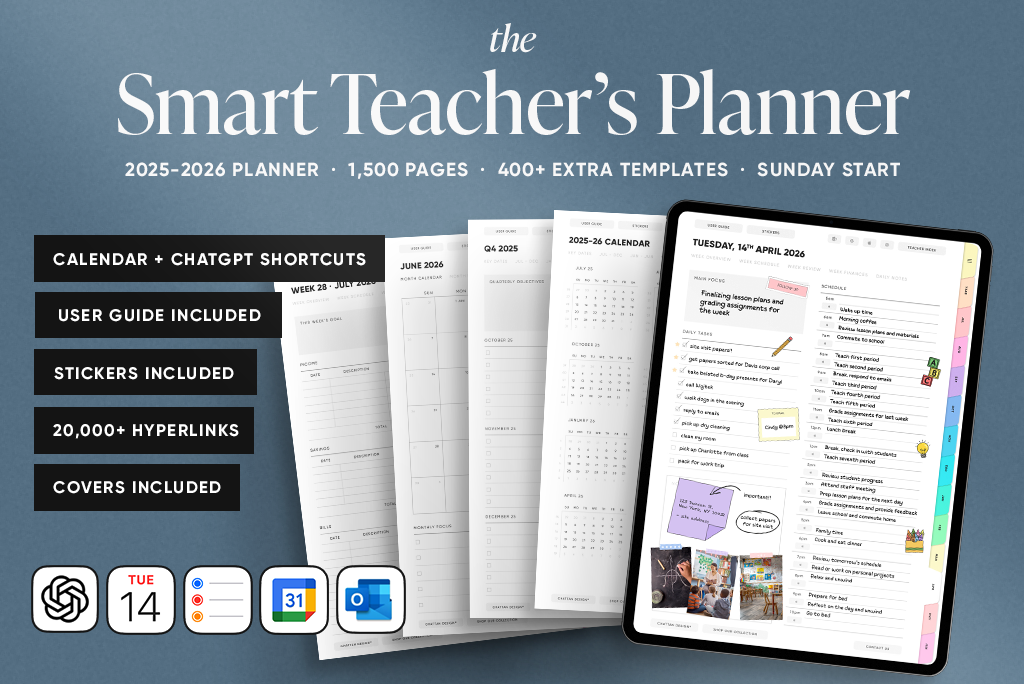 The Smart Teacher's Planner in Pastel 2025-2026 (Sun. Start)