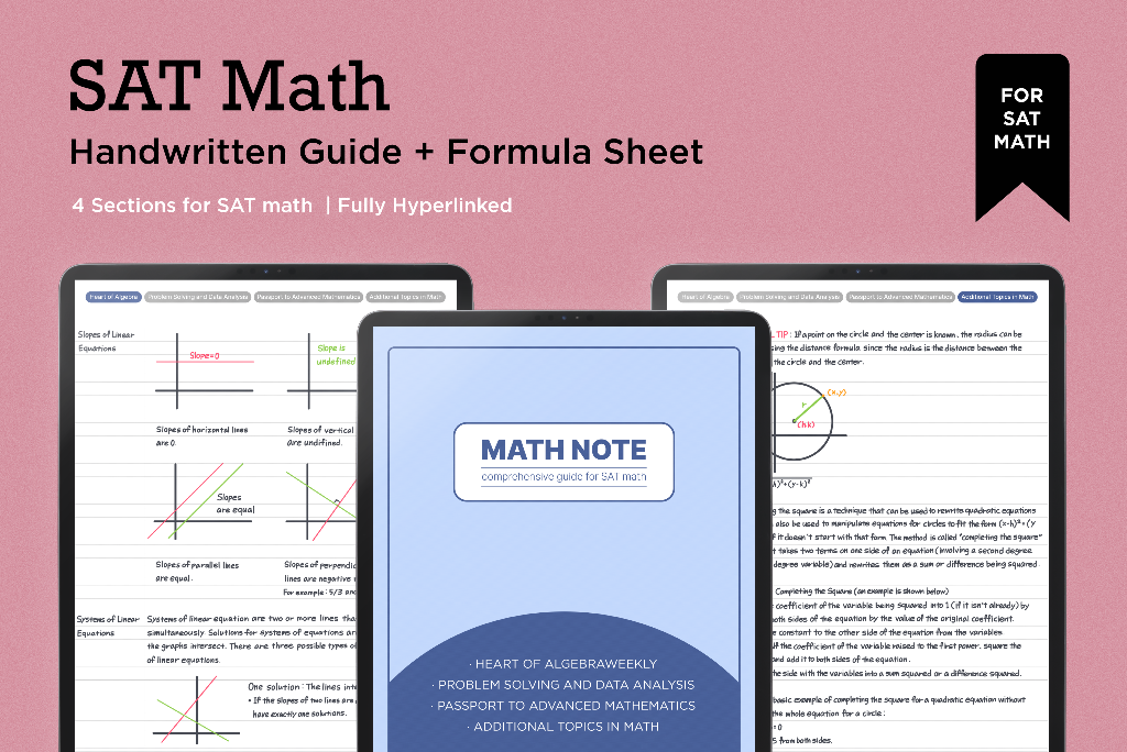 SAT Math Handwritten Guide + Formula Sheet SAT Math Handwritten Guide + Formula Sheet