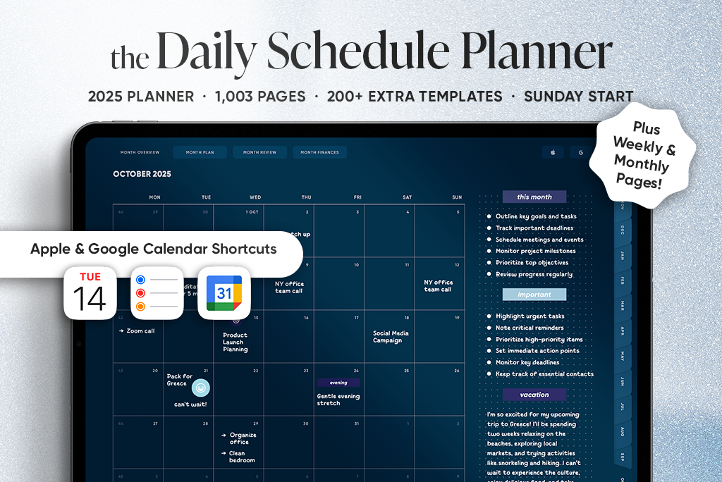 Planificateur d'horaires quotidien (Début Dim., Bleu Minuit)