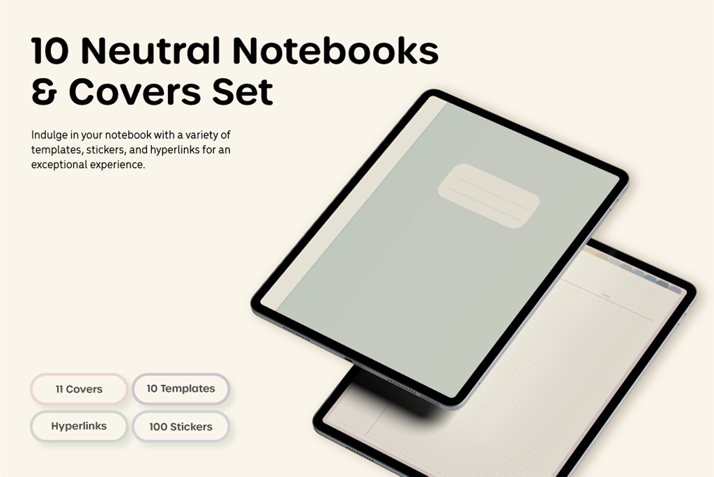 10 Neutral Notebooks & Covers Set