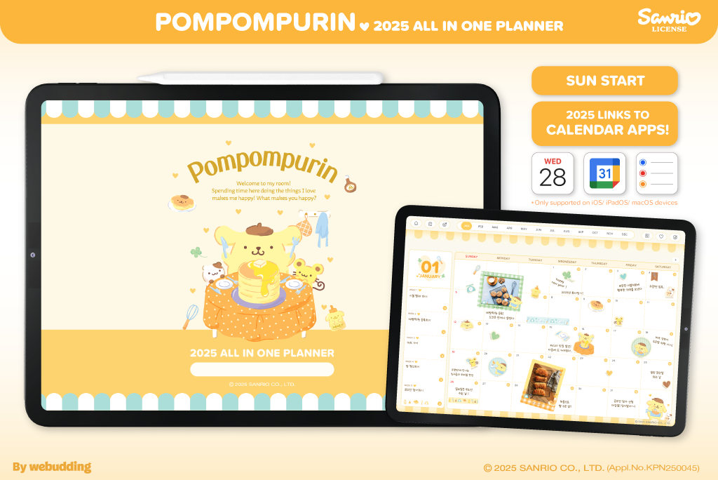 Pompompurin 2025 All-in-one Planner (Calendar Integration)