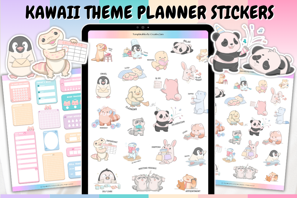 Digital Kawaii Planungssticker-Paket