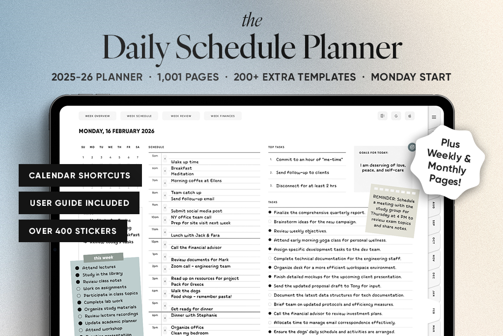 The Daily Schedule Planner (Mon. Start, Light)