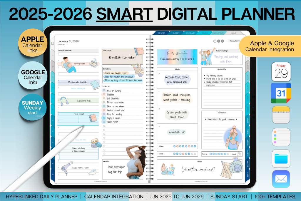 Smart 2025-2026 Mid-year Planner - Blue - Ring Binder (Sun)