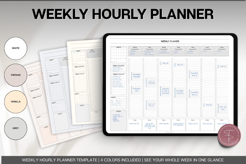 Weekly Hourly Planner Template