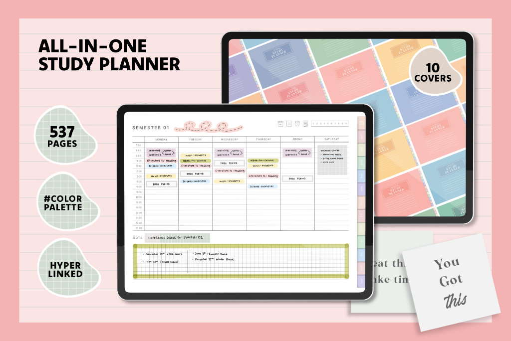 All-in-one Study Planner w/ 10 Covers