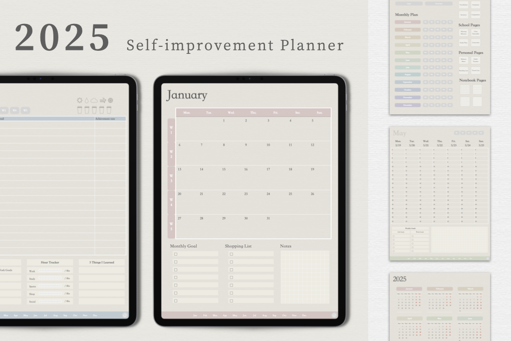 2025 Self-improvement Planner (Ecru)