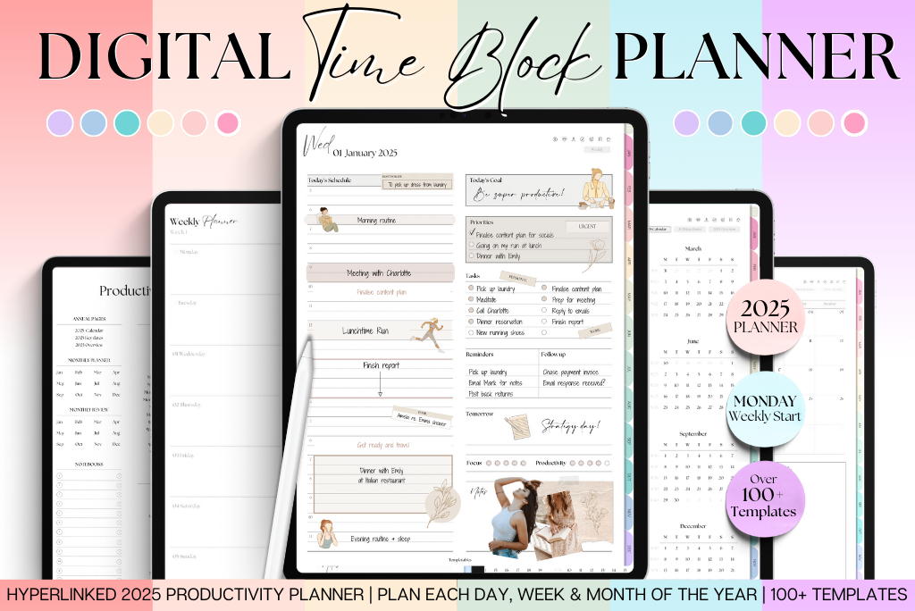 2025 Time Block Planner - Colorful