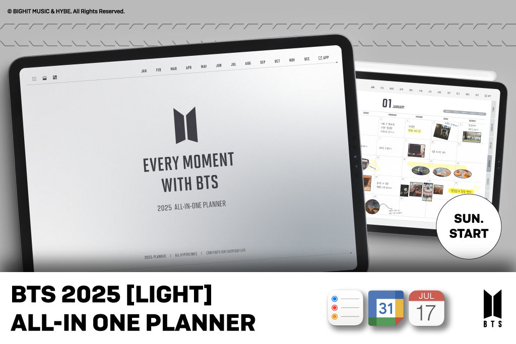 BTS 2025 All-in-one Planner (Light, Calendar Integration)