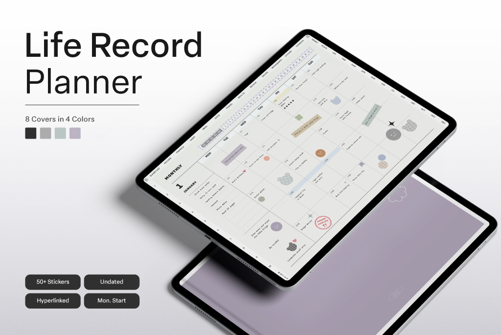 Life Record Planner (Gray, Mon.Start)