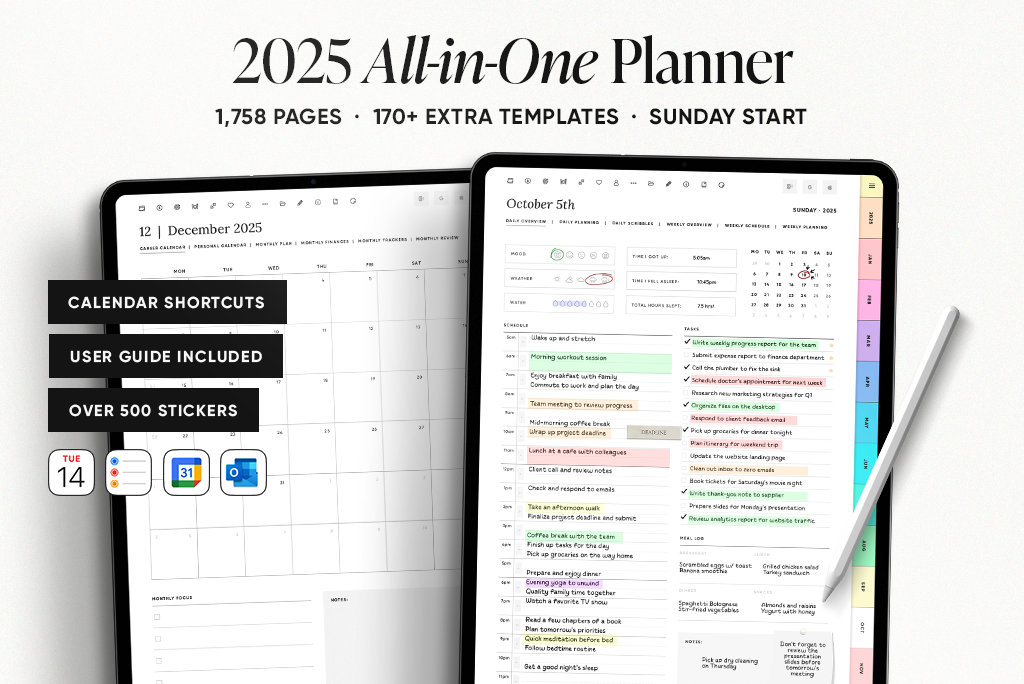 2025 All-in-One Planner in Pastel (Sun. Start, Portrait)