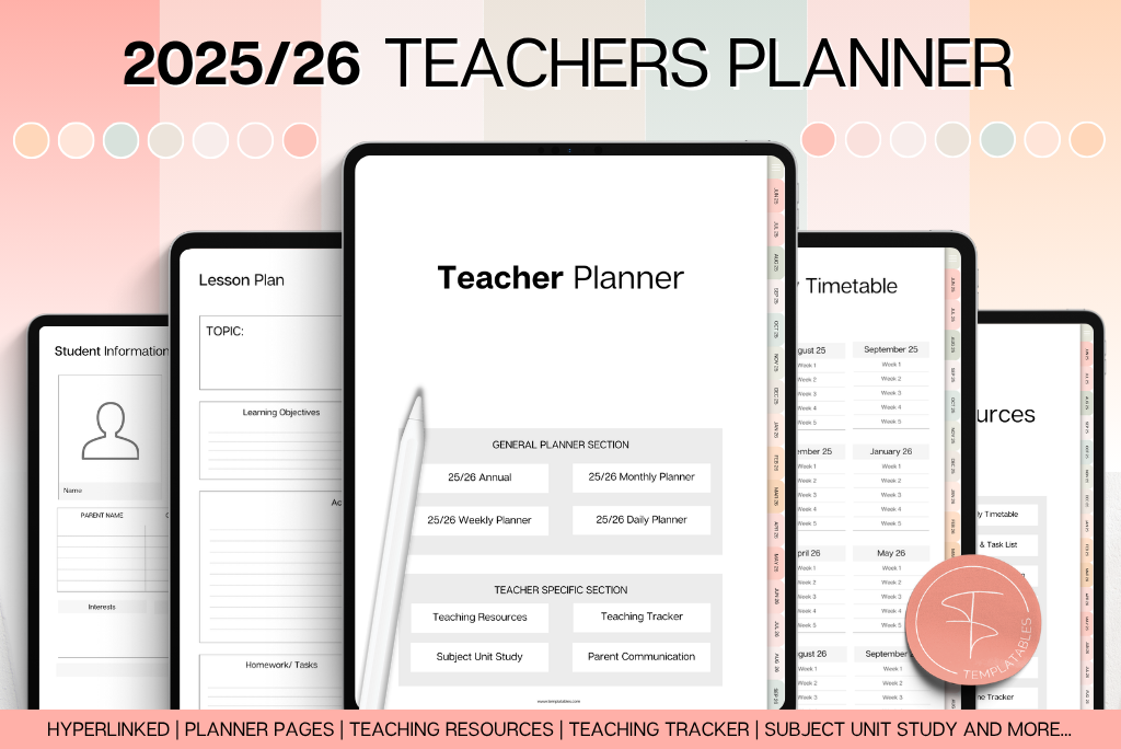 The Ultimate Digital Teacher's Planner (Peach)