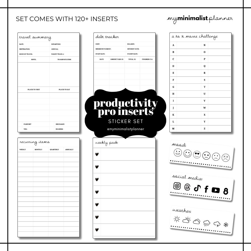 My Minimalist Planner | Minimalist Functional Inserts and Widgets