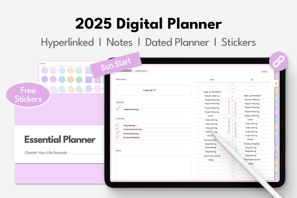 2025 Essential Planner (Pink, Sun.Start)