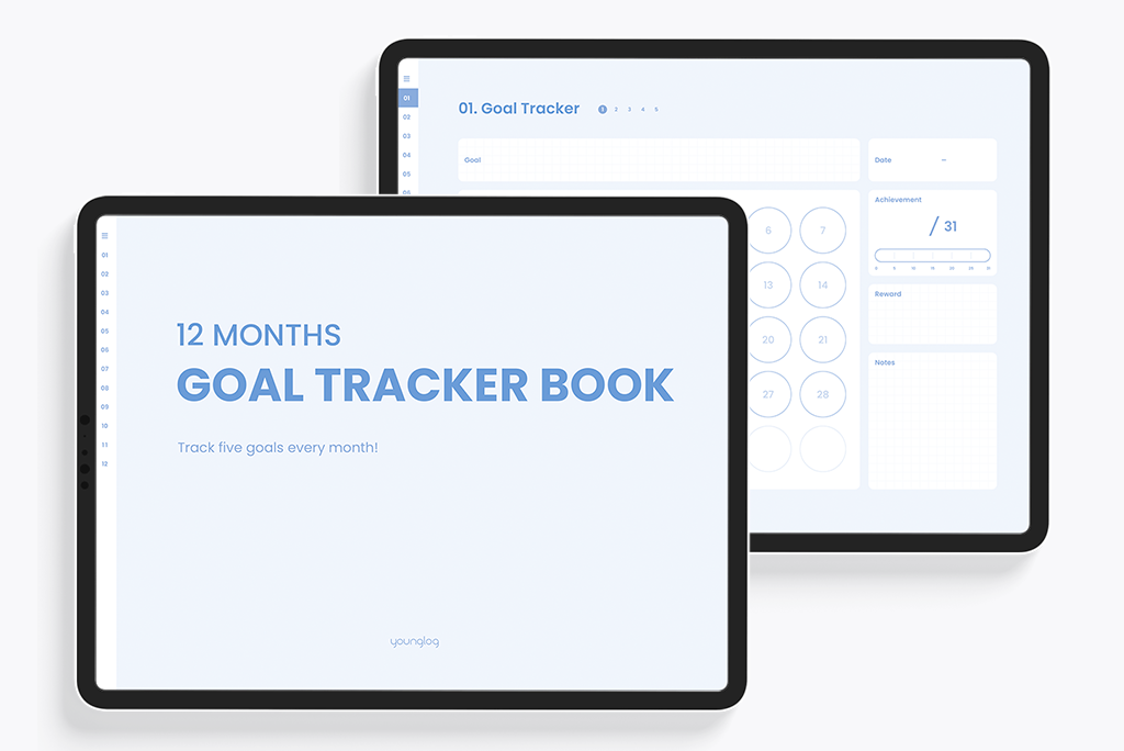 12 Months Monthly Tracker (White Tab)