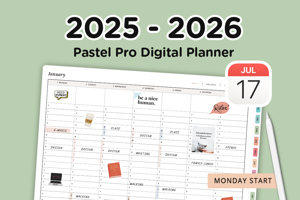 2025-2026 Pastel Pro Planner (Apple, Monday)